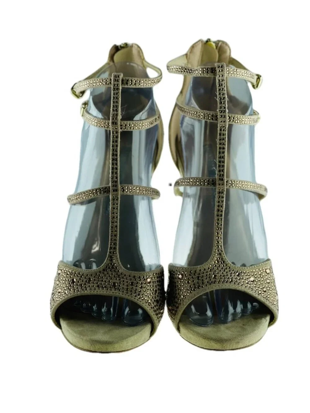 AUDREY BROOKE Gold Rhinestone Strappy Heels 4